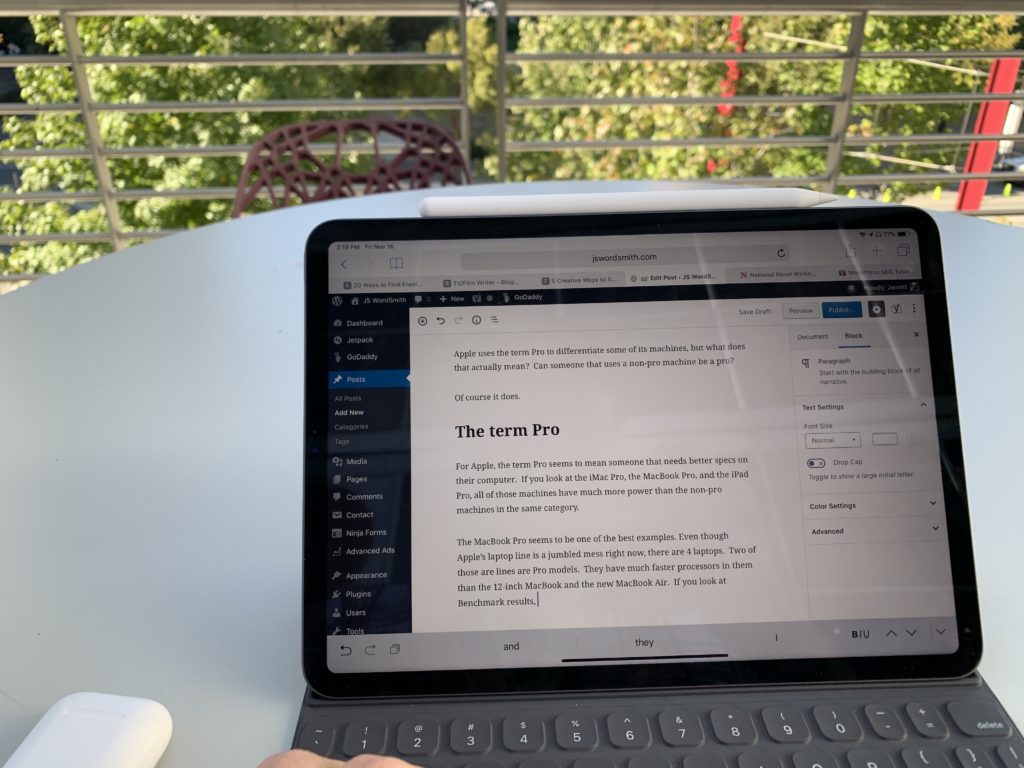 What is a Pro? Do our devices define us? 3 IPad Pro outside