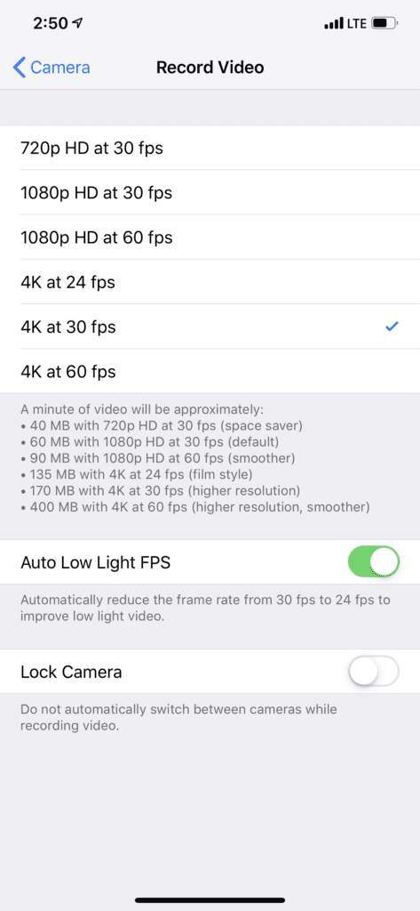 Check your iPhone XS video settings 2 6D0207A4 56DE 4C5E 9759 DBCEB0461472