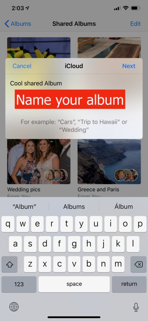 Tech Tip Tuesday - How To Make A Shared Photo Album 7 Name your Album