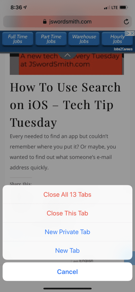 Dealing with Safari Tabs - Tech Tip Tuesday 5 Tab options