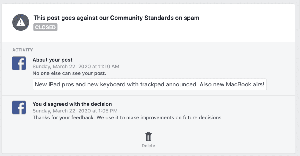 I've Been Stuck In Facebook Jail Since March 2020 & I Can't Get Out 4 Facebook marked me as spam and put me in Facebook jail. This is the only option I have to get unmarked as spam.