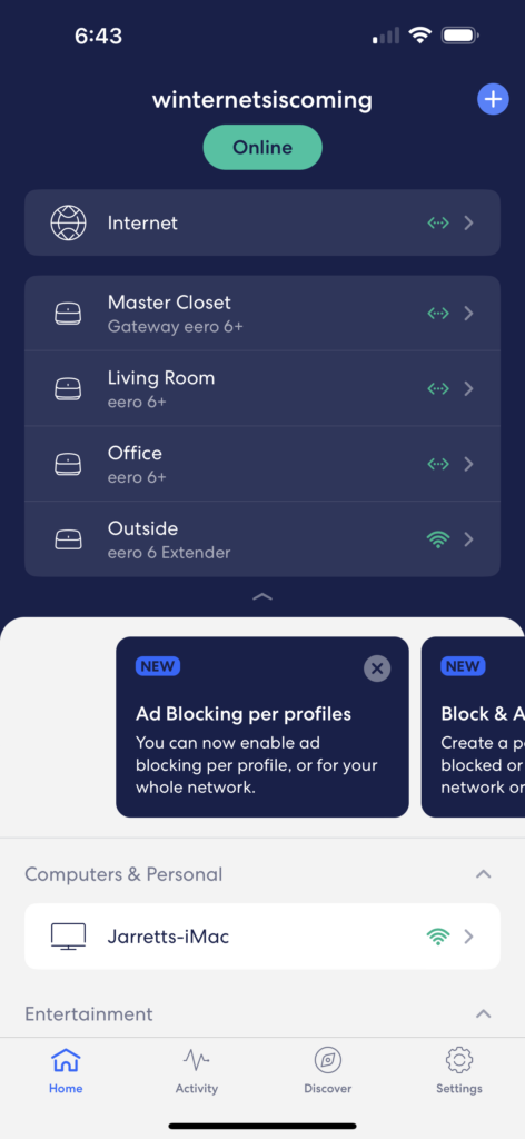 Eero 6 Plus Mesh Wifi System Upgrades Your Internet for Less 3 eero app home screen to add a new eero 6 plus node