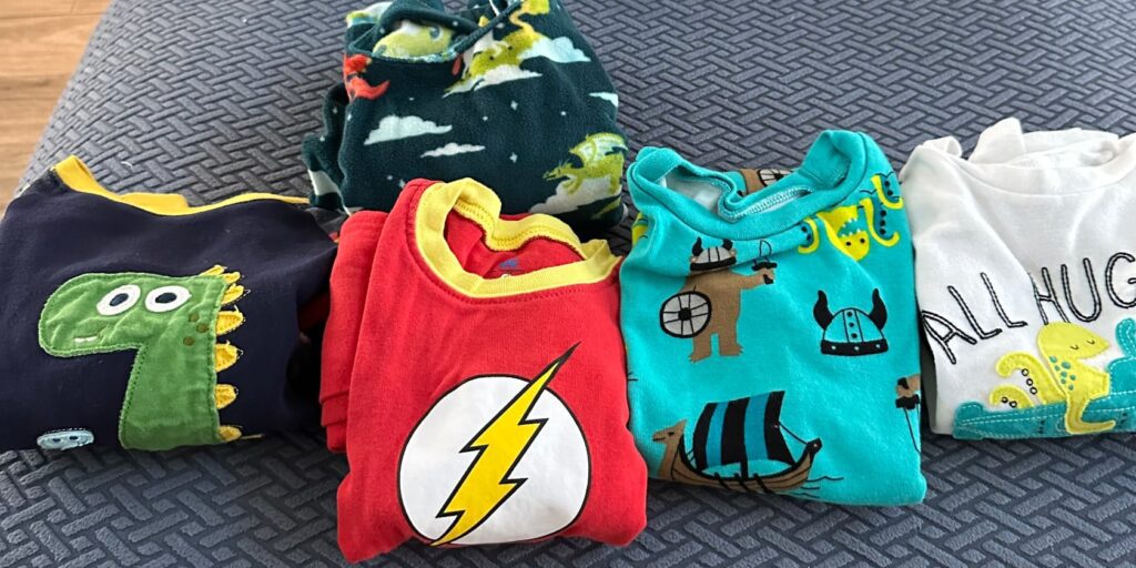 Threeanger Attitude and Spring Break Adventures 7 A set of five different pajamas my son wore exclusively during spring break