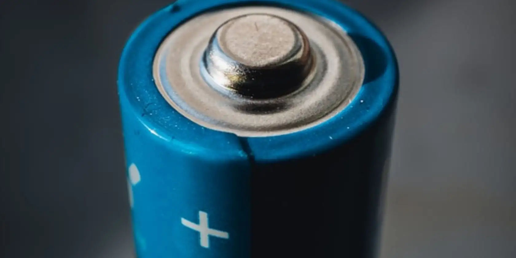 The positive side of a blue battery