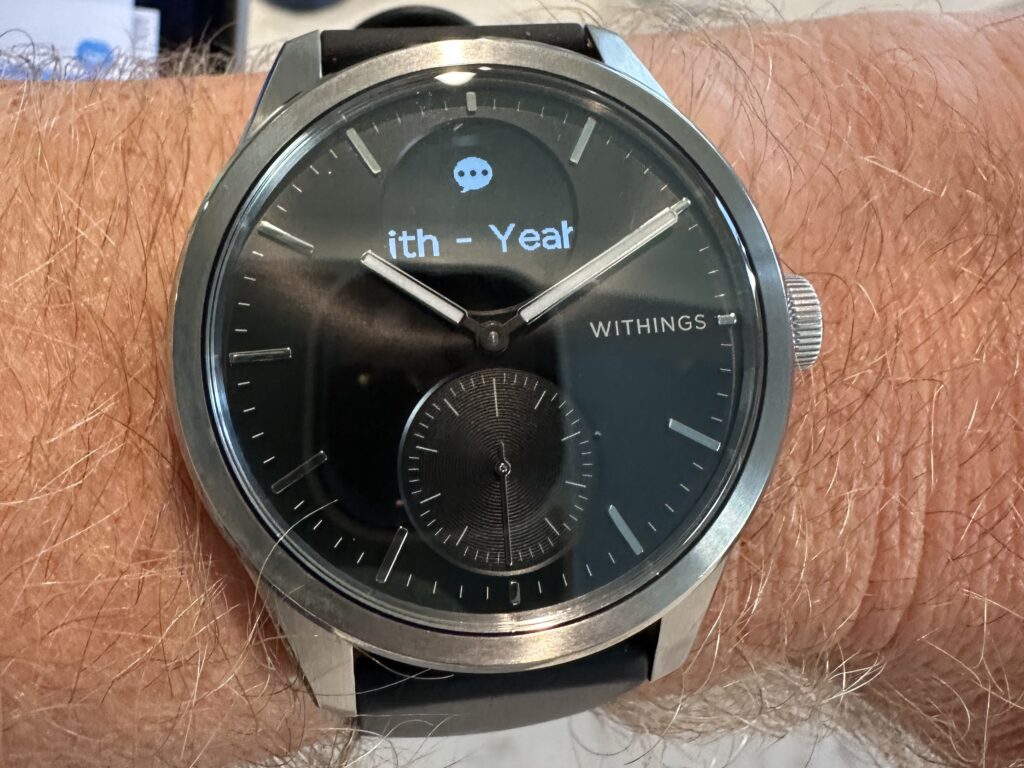 Withings ScanWatch Vitals: A Potential Competitor to the Apple Watch 11 a notification coming across the ScanWatch Vitals digital screen