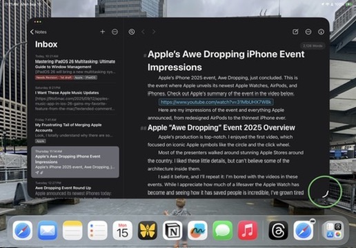Mastering iPadOS 26 Multitasking: Ultimate Guide to Window Management 4 The Window Indicator in iPadOS 26 Multitasking feature
