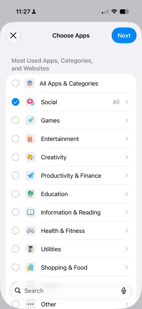 Setting screen time limits on social media apps to help protect your focus time.
